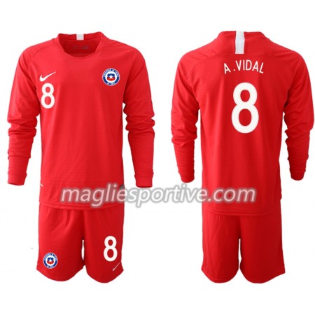 Completo Calcio Chile A. VIDAL 8 Bambino Divisa Prima 2018/2019 ML